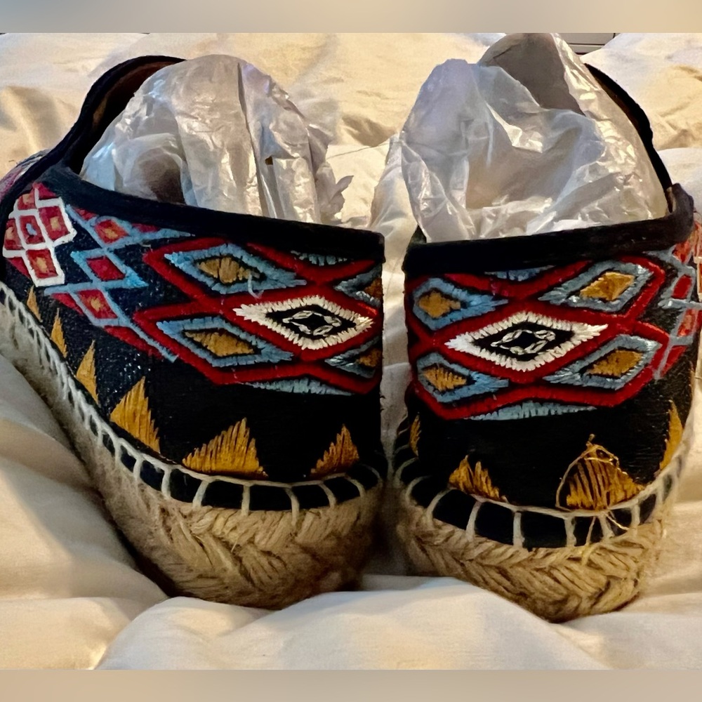 Johnny Was Black Aldorna Embroidery Espadrille Slip On  Shoe EUR 39 - Picture 3 of 12